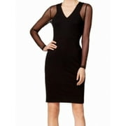 $139 Womens New 1607 Black Mesh V Neck Dress 2 Petites B+B